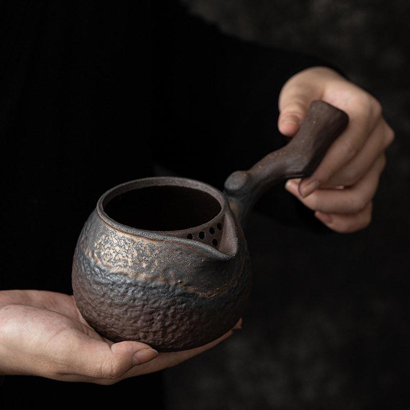 枯木侧把烤茶 醒茶提香暖茶熏茶茶具配件茶道煮茶家用公道杯