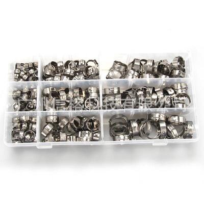 180PCS盒装不锈钢单耳箍圈软管夹美式喉箍抱箍卡箍