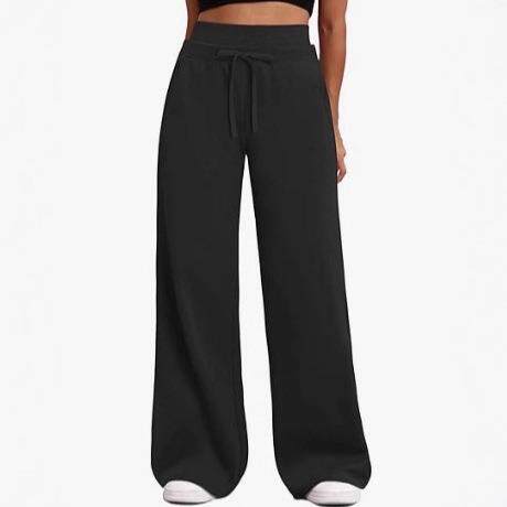Women's yoga wide leg sweatpants with double waist and