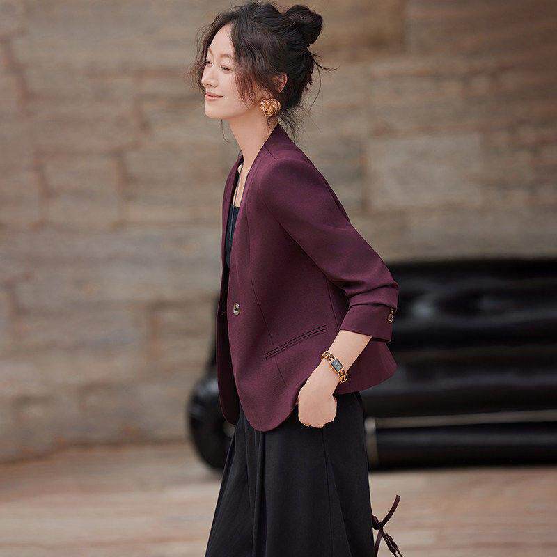 安可拉红西装外套女2026年新款高级感小个子气质女士休闲西服上衣