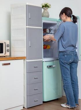 25/35cm夹收纳缝柜子开门抽屉式置物塑12251料厨房储物柜简易柜置