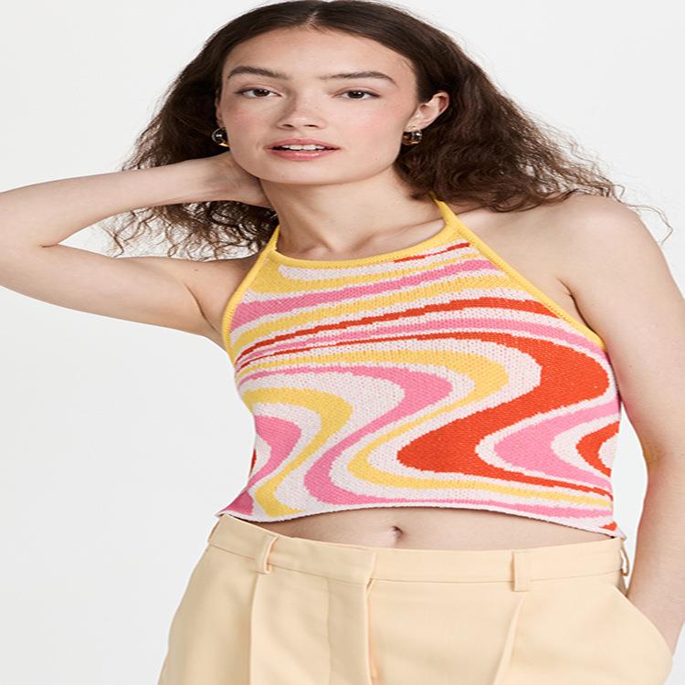 vest small neck halter backless sleeveless navel-baring