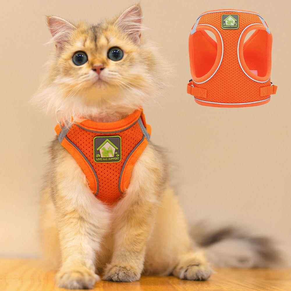 新款狗狗胸背带 背心式狗狗牵引绳反光透气遛猫绳猫咪牵引绳