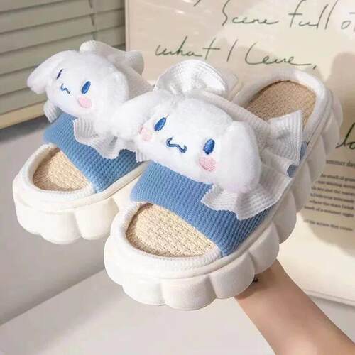 Sanrio Linen Slippers Hello Kittys Kuromi Cute Student Autu