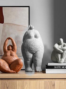 新款直销北欧胖女人摆件客厅家树脂工艺品人物抽象现代艺术装饰品