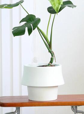 北欧创黑意落地水泥花盆色异形绿植ns盆日栽式高脚陶盆XX013套i盆