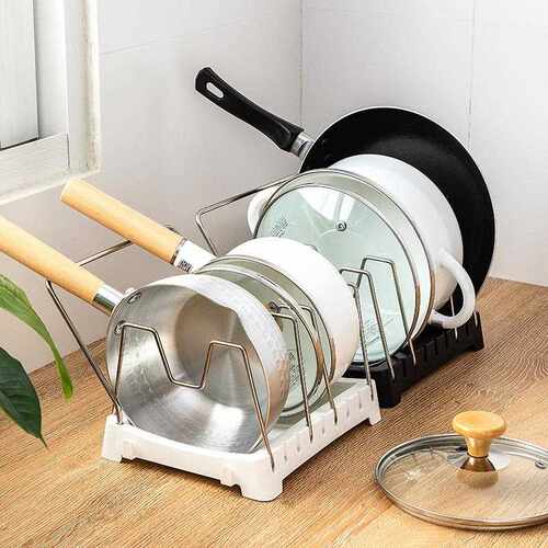 Multifunctional Kitchen Stainless Steel Pot Lid Rack with To