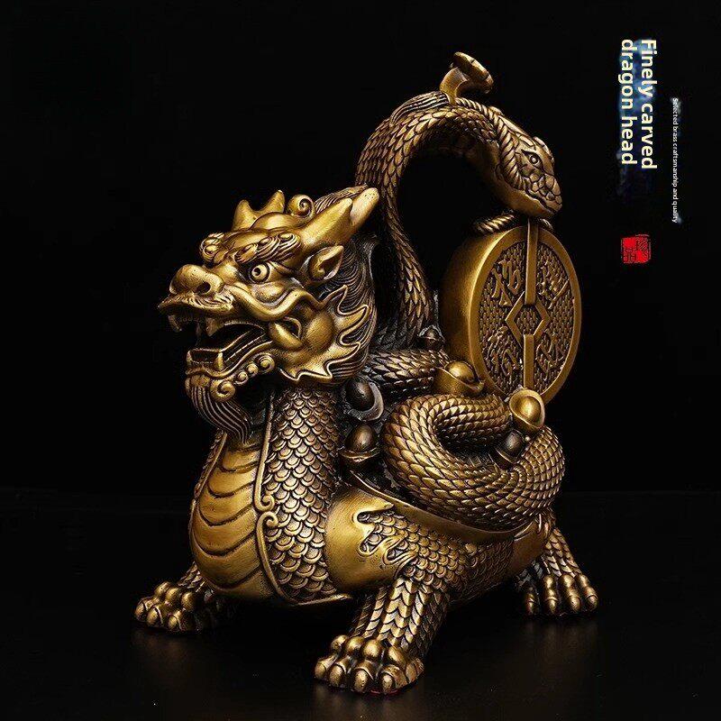 铜龙龟饰品纯黄铜玄武广场神兽招财宝饰品铜龟蛇风水镇宅饰品