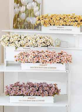 50摆c花m实木栅栏花束插排花CGQ仿真仿真盆栽花玫瑰花装饰花假花