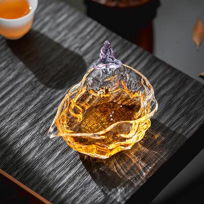 加禅意荷韵玻道杯耐高公璃温透明分茶器中式不烫手茶厚海HY012茶