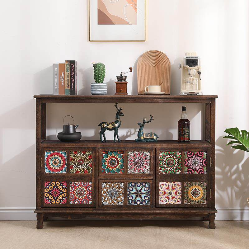 堡讯美式实木覆古餐柜彩绘客厅多层收纳柜阳台收纳柜木质盖布拉车,生活电器,其他生活家电配件,淘宝优惠券,粉丝福利购,淘宝优惠卷