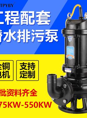 ZGTPYBY高扬程电动潜水排污泵船用440v无堵塞不锈钢切割排污泵