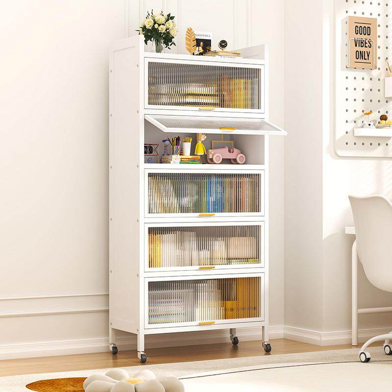 M*书柜带门防尘置物架家用落地铁艺书架储物柜收纳柜儿童展示柜客