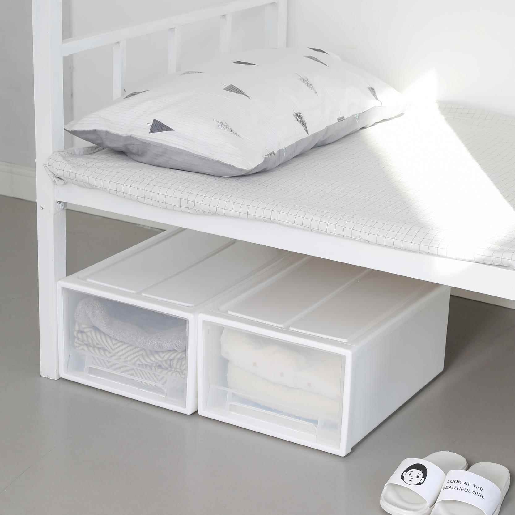 TUF4宿舍抽屉式收纳箱 加厚塑料寝室衣柜收纳盒 透明内衣衣服整理