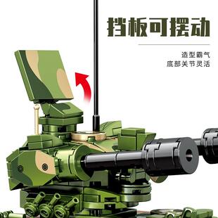 森宝203118兵器文创轮式自行高炮坦克组装模型男孩小颗粒拼装积木