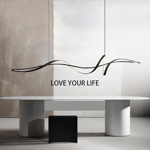 极简大气线条餐桌吊灯家用创意吧台灯饰 现代轻奢简约LED餐厅吊灯