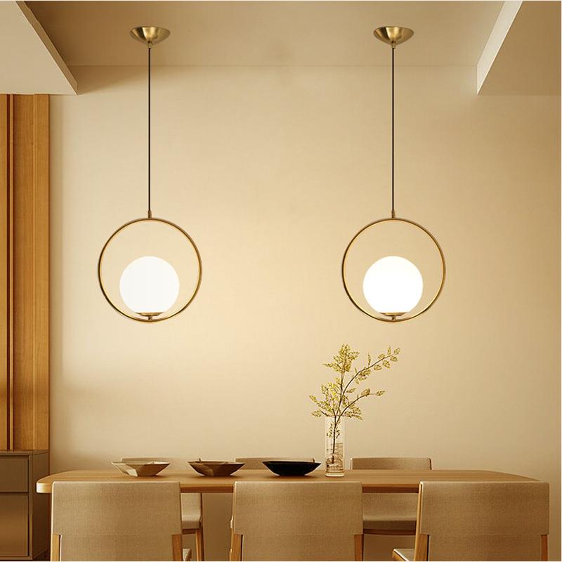 北欧创意餐厅吊灯现代简约床头灯卧室饭厅圆球形吧台个性餐桌吊灯