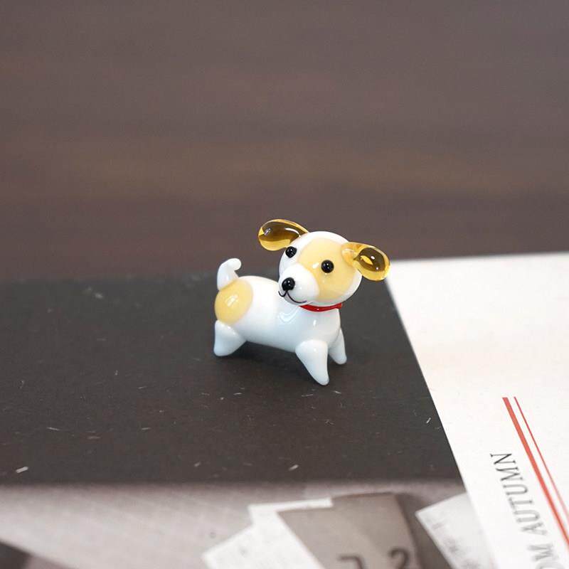 迷你玻璃小狗动物摆件可爱精致手工硝子琉璃装饰工艺品柴犬腊肠狗图片