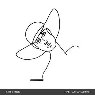 雕塑的带帽摆件简约摩登女郎样板房子抽象女人售楼处现代几何人像