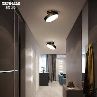 北欧过道灯全铜阳台小吸顶灯简约玄关走廊楼梯灯圆形衣帽间浴室灯