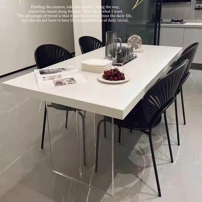 压克力实木悬浮餐桌椅组合小户型家用书桌电脑桌黑白色工作台桌子,住宅家具,实木餐桌,淘宝优惠券,粉丝福利购,淘宝优惠卷