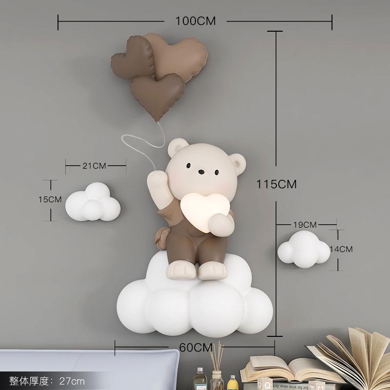 熊入户玄关壁挂客厅装饰画沙发墙餐厅儿童房卧室床头3d立体灯壁饰