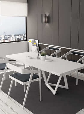 实木办公桌创意书房loft老板桌 北欧现代白色电脑台办公室会议桌