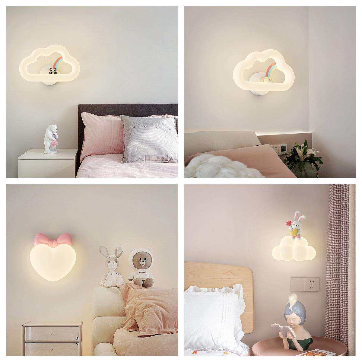 全光谱奶油风云朵壁灯护眼卡通可爱温馨儿童房床头壁灯过道玄关灯