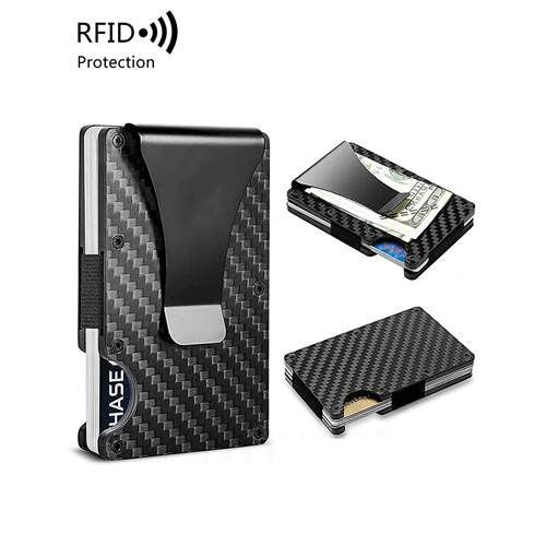 Minimalist carbon fiber RFID holder ultra-thin mini ID credi