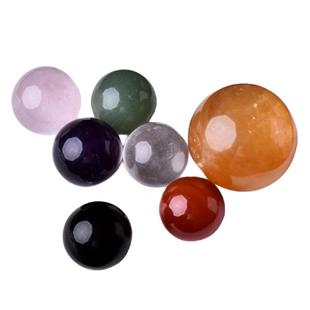 天然七彩晶球七星水阵现饰原石打磨家居BGS装 工艺品摆件货