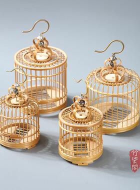 老玉竹切环无拼接手工打磨竹编螽斯笼鸣竹蛉笼小型圆形笼蛐笼挂件