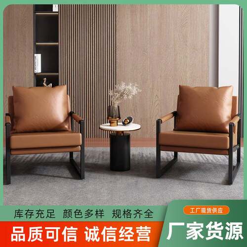 办公沙发轻奢铁艺沙发客厅单人双人北欧办公室组合设师计老虎椅