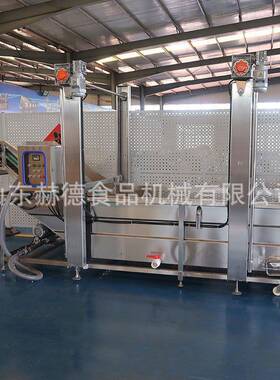 定制喷淋式龙门提升气泡清洗机 大型净菜加工生产线 蔬菜清洗设备