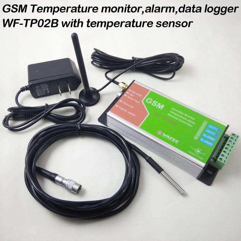 WF-TP02B温度报警器GSM远程手机短信继电器控制器及两路报警输入