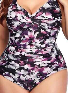 Women's plus size one-piece swimsuit, belly hugging