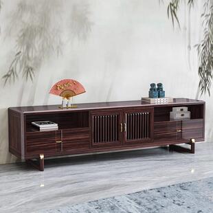 乌金木实木电视柜现代新中式古朴典雅客厅可伸缩储物柜地柜岩板