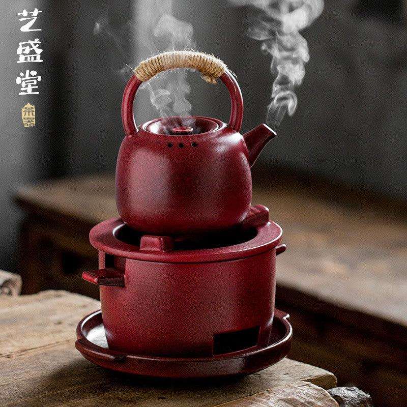 山楂红户外烤炉围炉煮茶炉家用防爆裂可干烧炒茶壶橄榄碳炉明火炉