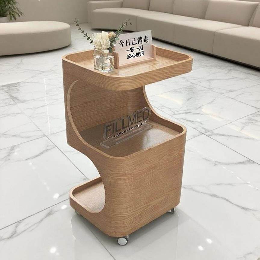 实木仪器架美容床小推车收纳置物架三层工具车SPA时尚大气美容车