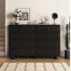 法式 黑色八斗柜轻奢高级感客厅极简边柜北欧卧室床尾柜收纳柜