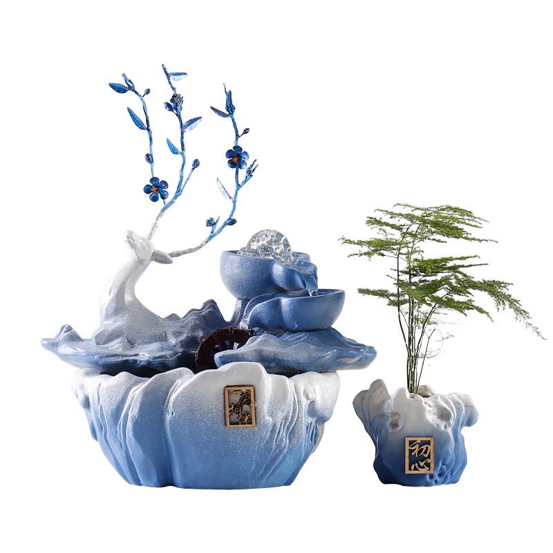 招财流水喷泉摆件创意中式循环水生财一路高升办公室乔迁开业礼品图片