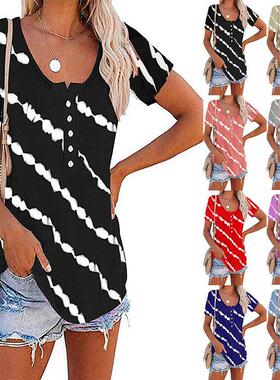 Women's diagonal striped short sleeved T-shirt