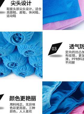 一无TR-020次性纺布鞋套蓝色防滑耐磨尘防机房成实人学生脚套验室