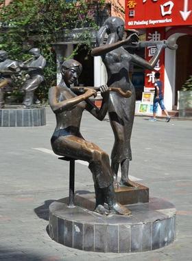 音乐人物铜雕塑定制学校园抽象小提琴铸铜雕像户外大型小庭院雕塑