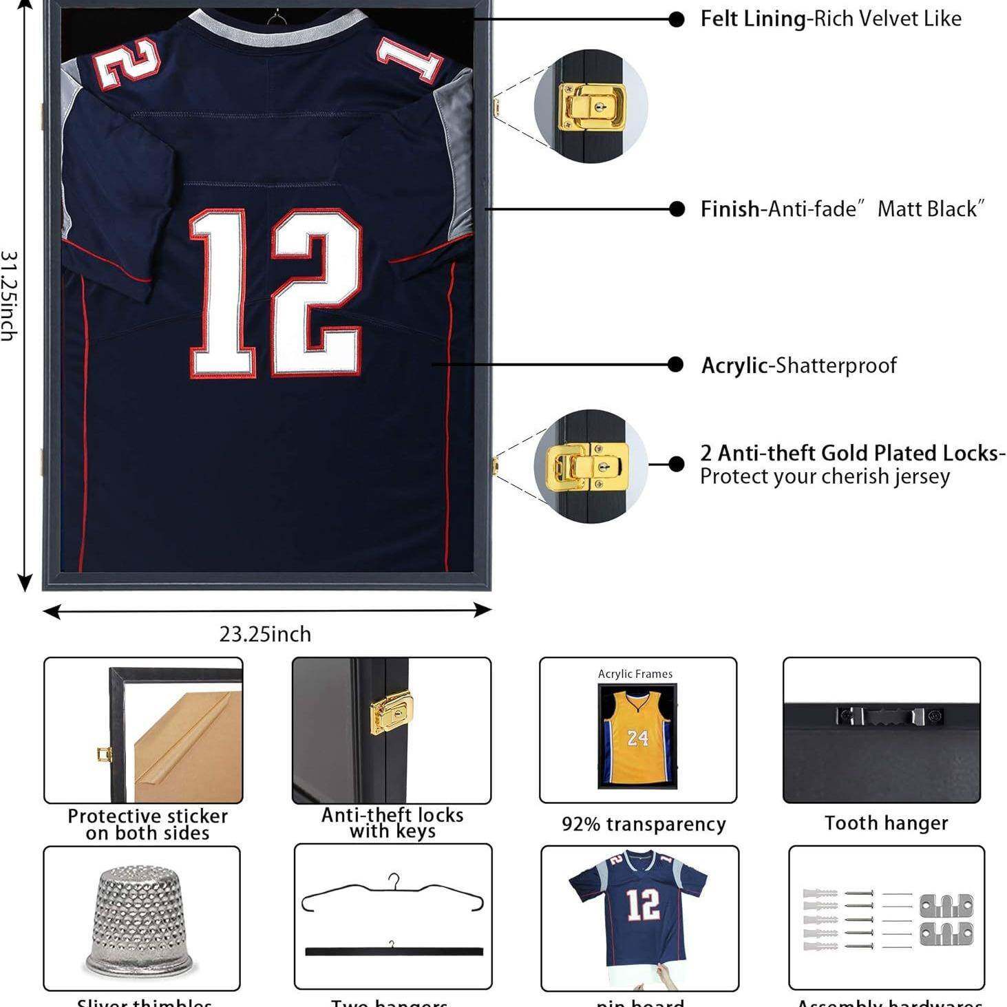 跨境木质60x80cm世界杯球足球星球衣框篮球棒球T恤衫展示收藏相框