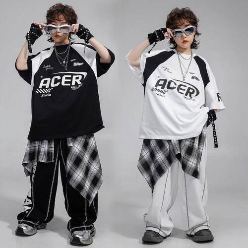 儿童街舞潮服男女童夏季炸街架子鼓表演出服少儿hiphop爵士舞服装