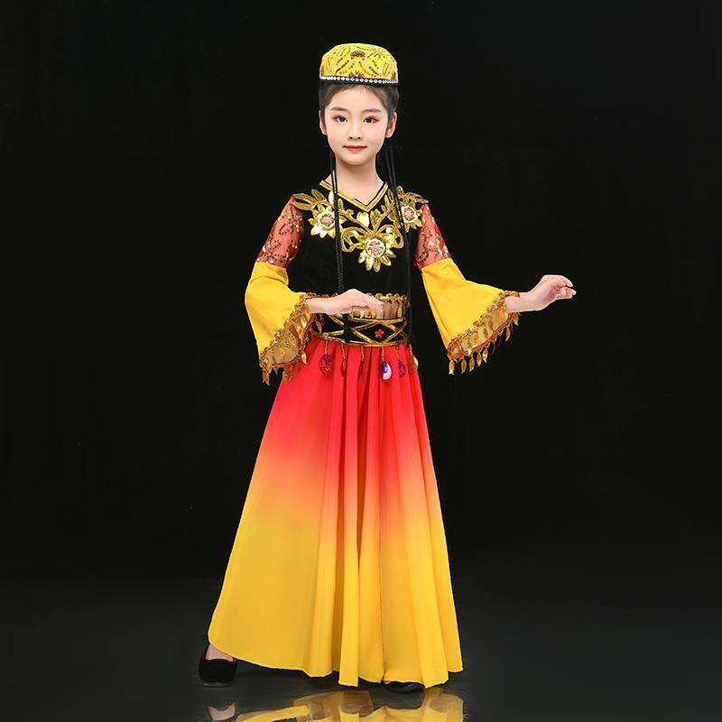 新款男女儿童塔塔尔族表演服幼儿56个名族合唱演出舞蹈服少数民族