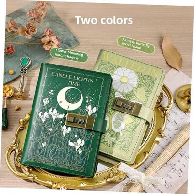 password book retro notebook for girls lock diary密码日记本