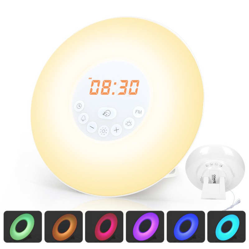 日出音乐创意夜 日落灯七彩催眠家居fm灯光 带 小闹钟led灯唤醒灯