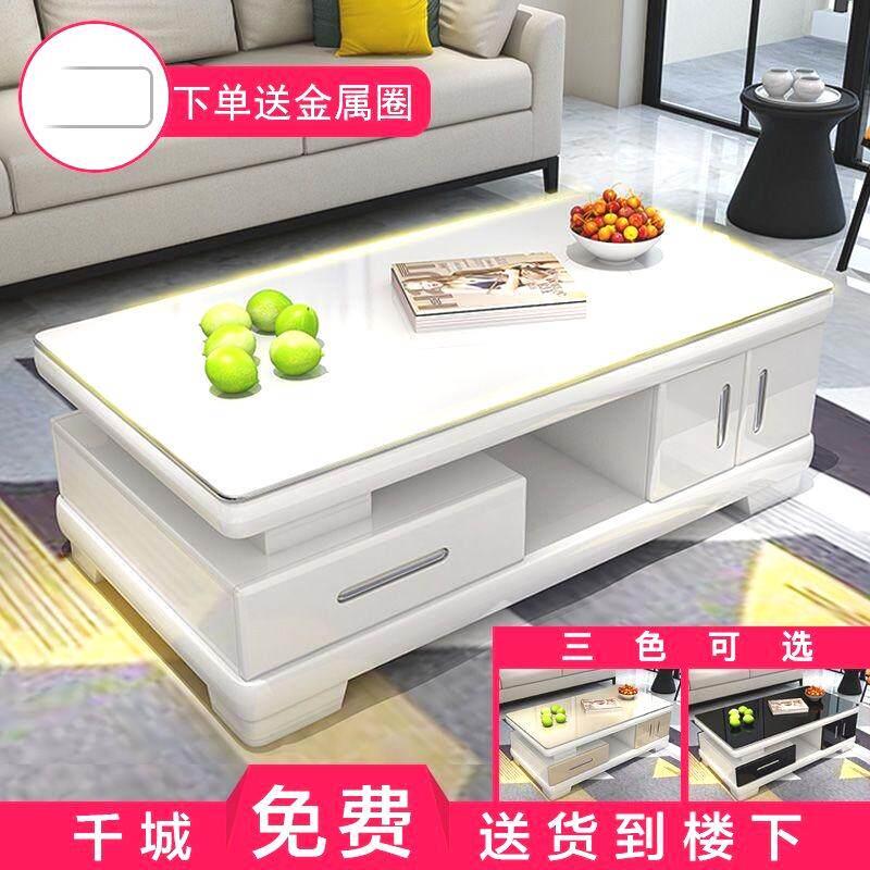 新款现代简约烤漆茶几家用客厅钢化玻璃小户型茶几电视柜组合网红