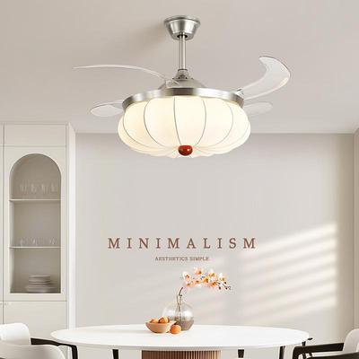 法式中古风餐厅风扇灯新款隐形大风力主卧室客厅电风扇吸顶吊扇灯